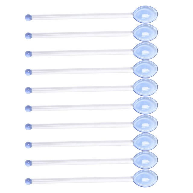 10 piezas de varilla mezcladora, cuchara de té, varilla de mango largo, cucharas agitadoras de vidrio transparente para Azul