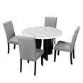 thumbnail image 4 of Harper & Bright Designs 5 Piece Round Dining Table Set for 4, Modern Marble Dining Table and 4 High Back Upholstered Chairs for Dining Room Kitchen, White + Gray, 4 of 19