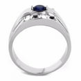 thumbnail image 3 of Mens 5x5mm Round Sapphire CZ Center Two Row Princess CZ Side Stainless Steel Wedding Ring Size 11, 3 of 4