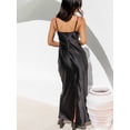 thumbnail image 4 of Lucakuins Vestido de noche largo de verano para mujer, sin mangas, sin espalda, con decoración de flores de satén, vestido de fiesta Lucakuins  moda, 4 of 6