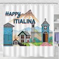 thumbnail image 1 of Charming Cartoon Shower Curtain - Quaint Design with "Happy Itialina", 1 of 4