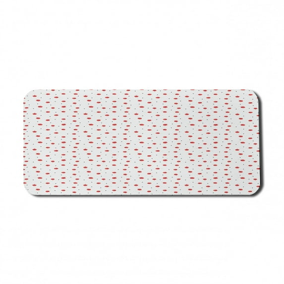 Flower Computer Mouse Pad, Dots and Flowers Pattern Calico Bloom Simple Illustration, Rectangle Non-Slip Rubber Mousepad X-Large, 35" x 15" Gaming Size, Dark Coral White, by Ambesonne
