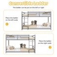 thumbnail image 3 of Twin Over Twin Kids Bunk Bed, UHOMEPRO Solid Wood Floor Bunk Bed for Kids Bedroom, High Safety Rail, Ladder, Heavy Duty Space-Saving Bunk Beds, Convertible into 2 Twin Beds, Grey, 3 of 9