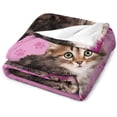 thumbnail image 3 of Cat Blanket Cute Pink Cat for You Print Throw Blankets for Couch Sofa Bed Lightweight Soft Cozy Fleece Plush Warm Flannel Bedding Blanket Cat Lover Gifts for Baby Boys Girls Kids Women 50"x60", 3 of 6