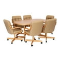 thumbnail image 6 of Furnish Theory  Caster Chair Company Ashtyn 7-Piece 42x[42/60] Caster Dining Set Wood Edge Laminate Table Top & Buff Polyurethane Rolling Swivel Tilt Chairs, 6 of 20