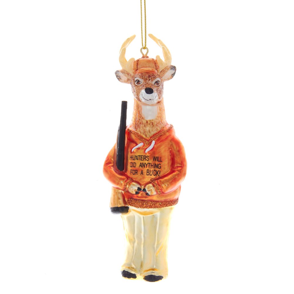 Hunting Deer Hunters Do Anything For Buck Christmas Holiday Ornament 5.