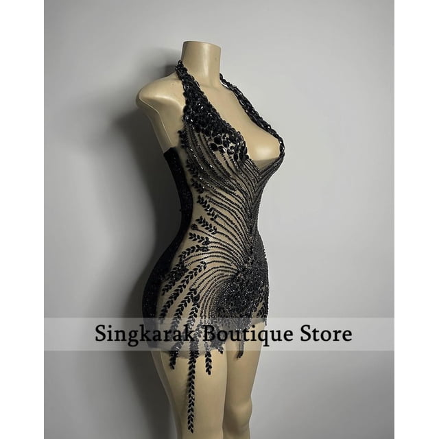 Sparkly Short Prom Dress 2023 Luxury Crystal Rhinestones Sexy Mermaid Birthday Cocktail Party Dress Homecoming Robe De Bal14W Gao Jinjia LED