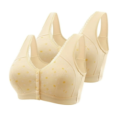 Up to 30% OFF  Bras for Women No Underwire  2PC Women Sexy Front Buckle for Middle-Aged and Elderly Underwear  Soft Cotton Oversized Tank Top Without Steel Ring  Printed Bra for Comfort