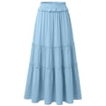 thumbnail image 5 of Paiwinds Women's Summer Fashion Solid Color A-Line Maxi Skirt with Elastic Waist and Pockets, Soft Comfortable Stretchy Polyester Spandex for Everyday Casual, 5 of 9