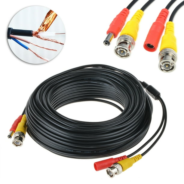 ABLEGRID 100ft Black CCTV BNC Video Power Cable DVR Surveillance