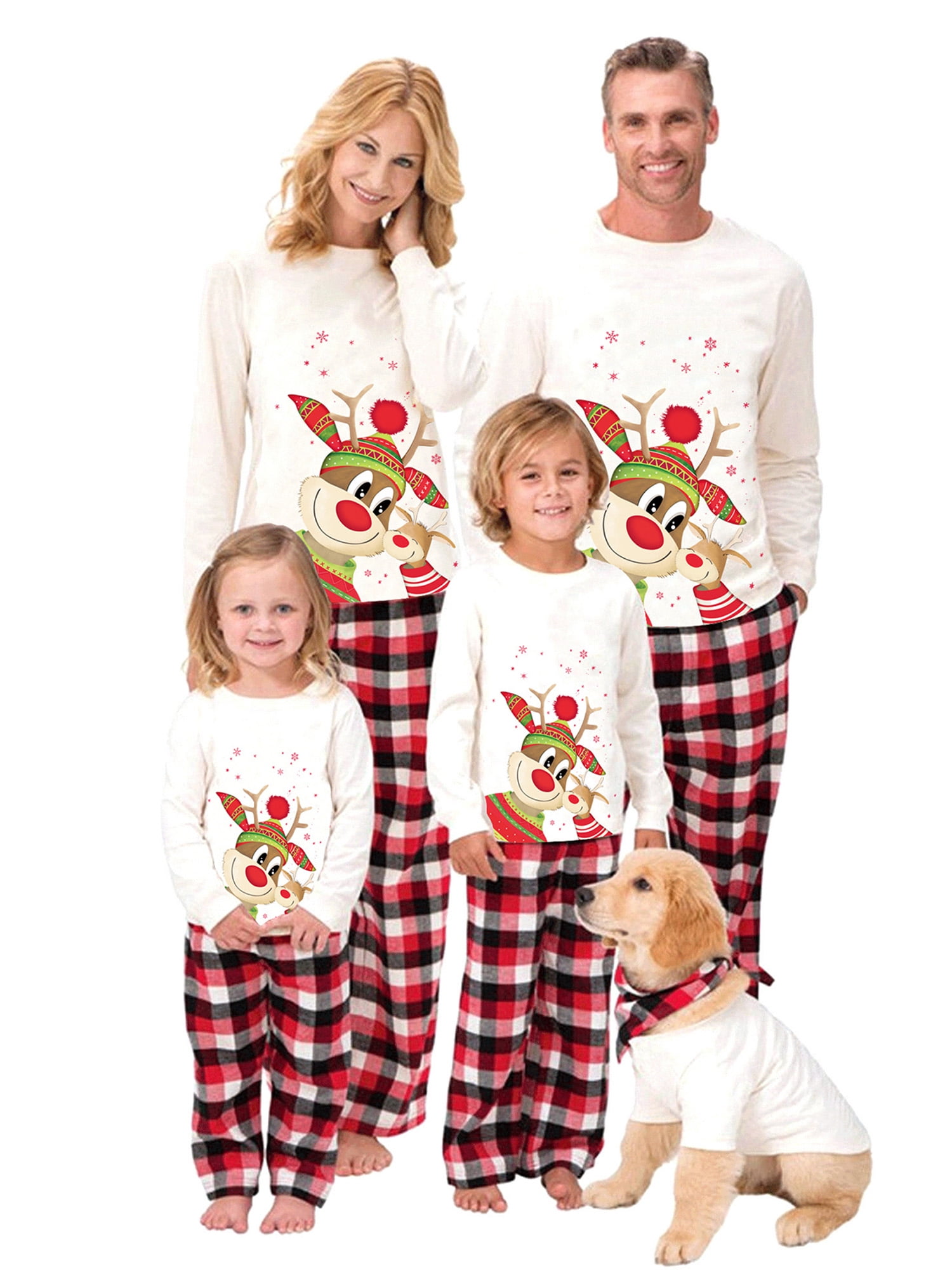 Ma&Baby Christmas Pajamas Family Matching Pjs Set Xmas Reindeer Plaid ...