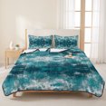 thumbnail image 3 of Quilts Twin Size Bedding Set, Vintage Bohemia Lightweight Quilted Comforter, Country Bohemia Minimalist Art Teal Green Soft Reversible Bedspread Coverlet with Pillow Covers for All Season, 68" x 86", 3 of 9