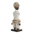 thumbnail image 5 of DecMode Small Hand-Crafted Pine Wood, Cowrie Shells, Orange Beads & Kente Cloth African Woman Namji Doll, White, 5 of 10
