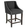 thumbnail image 2 of Flash Furniture Carmel Series 24" High Transitional Walnut Counter Height Stool with Accent Nail Trim in Charcoal Fabric, 2 of 12