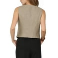 thumbnail image 3 of INSPIRE CHIC Women's Linen Vest Sleeveless Button Down V Neck Formal Work Waistcoat M Khaki, 3 of 5