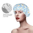 thumbnail image 4 of Kdxio Floral Daisy Print Shower Cap for Women,Elastic and Reusable,Double Waterproof Layers Bathing Hat, 4 of 9
