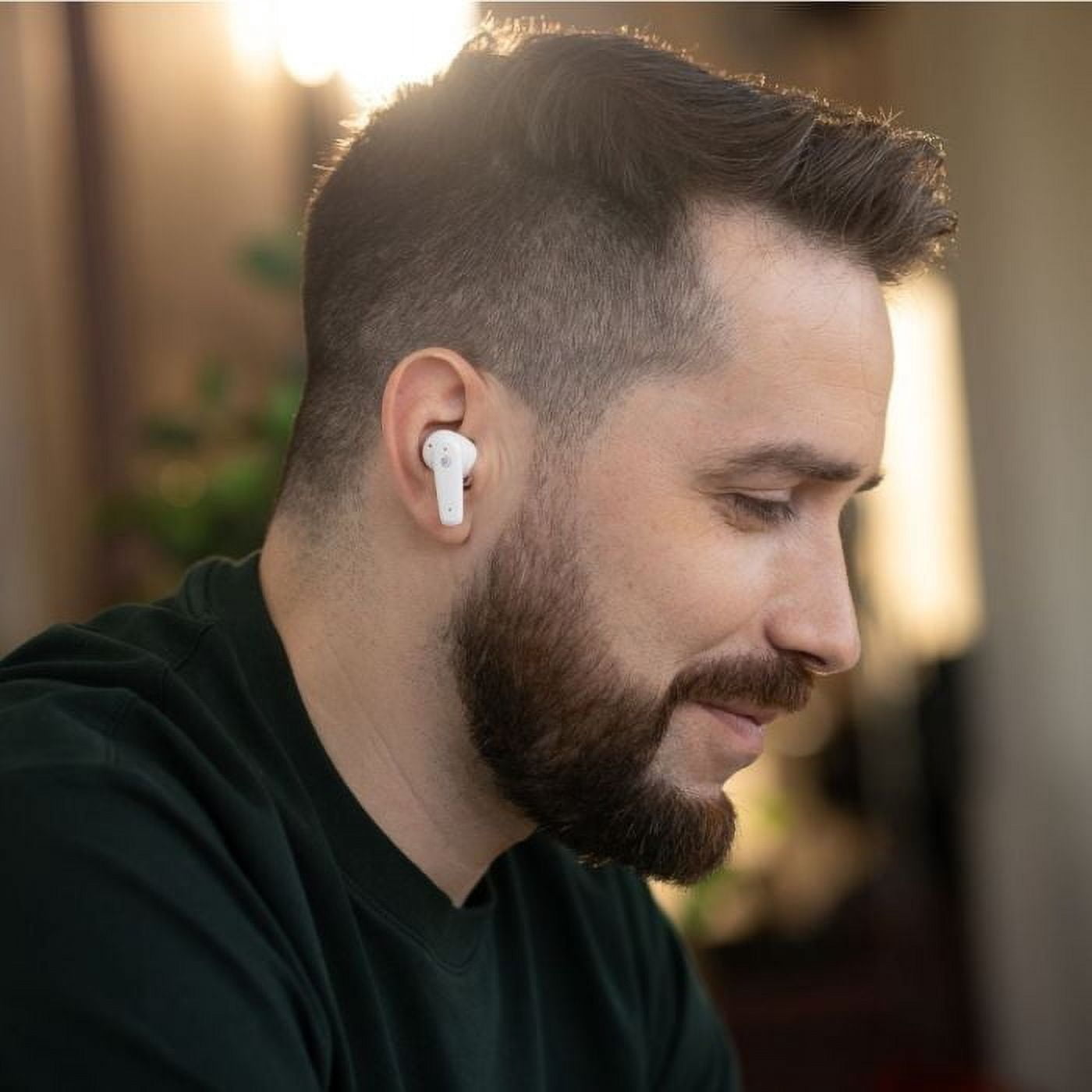 RadioShack Wireless Earbuds, Active Noise Cancelling, ENC IPX5 Water Resistant Bluetooth Headphones with 380MAH Battery, White