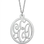 Personalized Planet 3 Initial Monogram Sterling Silver Pendant, 20"