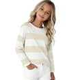 thumbnail image 2 of XIMIN Girls Long Sleeve T-Shirts Striped Classic Cotton Blend Crewneck Tee Soft Everyday Basic Top for Kids Toddler, 2 of 7
