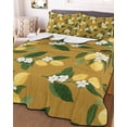 thumbnail image 3 of Quilts Twin-XL Size Bedding Set, Lemons Leaves Lightweight Quilted Comforter, Summer Fruits Floral Botanical Brown Soft Reversible Bedspread Coverlet with Pillow Covers for All Season, 68" x 98", 3 of 7
