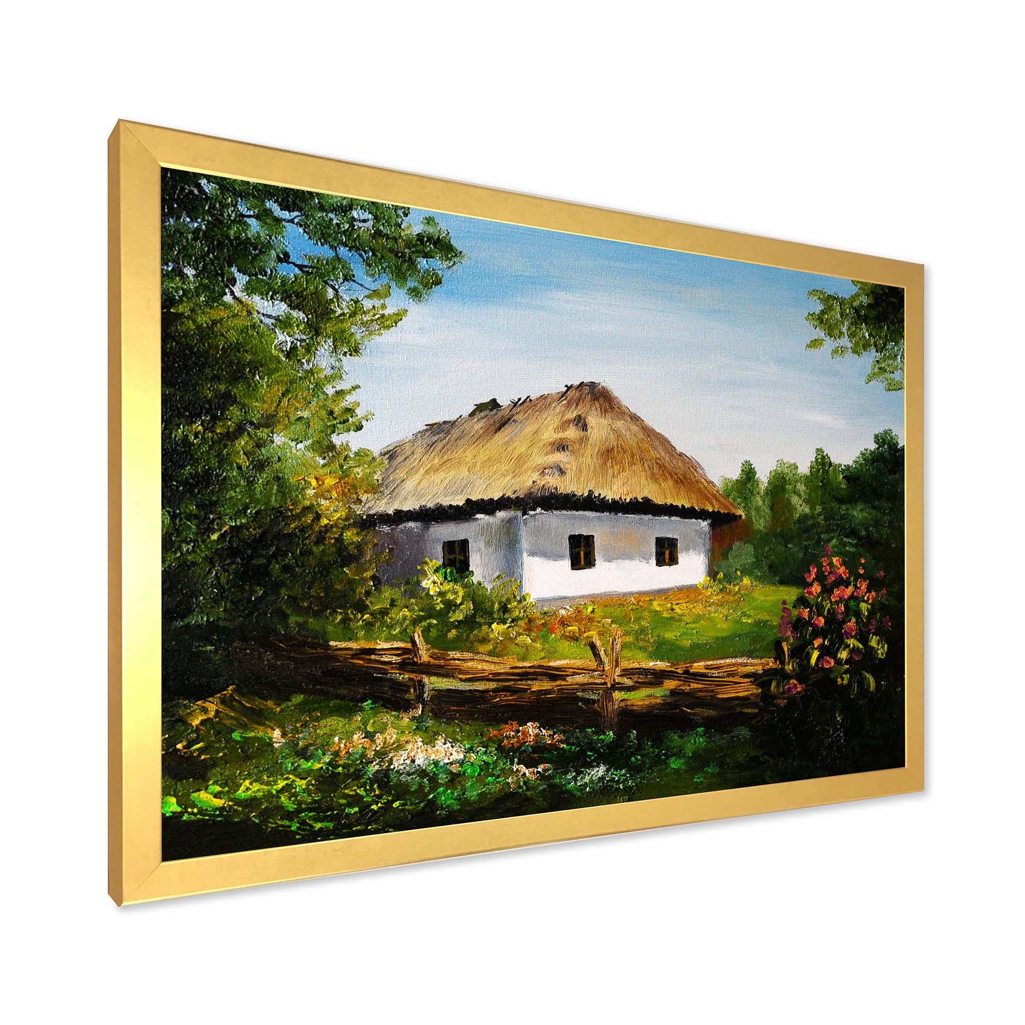 Designart 'Traditional Cottage At Sunrise In Summer' Traditional Framed Art Print