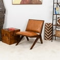 thumbnail image 4 of Allora Mid Century Modern Furniture Style Wide Top Leather Tan Comfy Armchair, 4 of 6