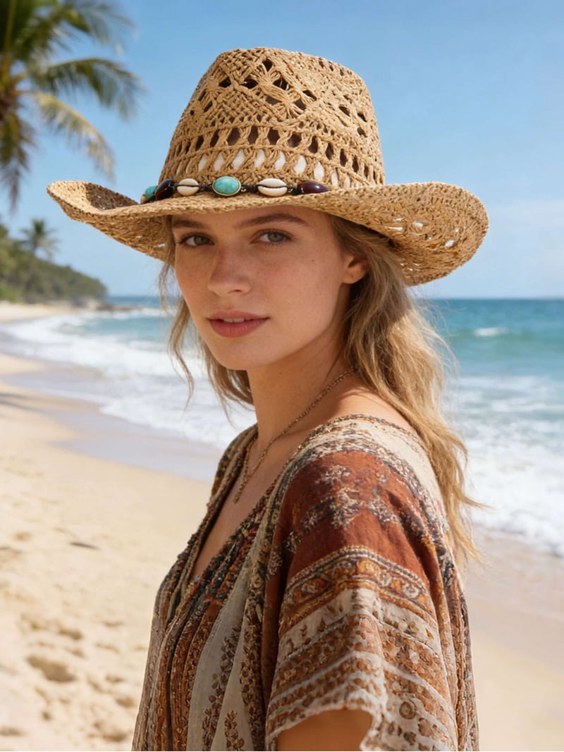 Deago Straw Cowboy Hat for Women and Men Western Cowgirl Hat  display picture 1