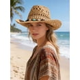 thumbnail image 4 of Deago Straw Cowboy Hat for Women and Men Western Cowgirl Hat with Shapeable Wide Brim Hollow Out Summer Beach Sun Hats (Coffee), 4 of 8