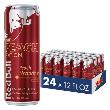 (24 Cans) Red Bull Energy Drink, Peach-Nectarine, 12 Fl Oz, Peach (Best Flavored Red Bull)