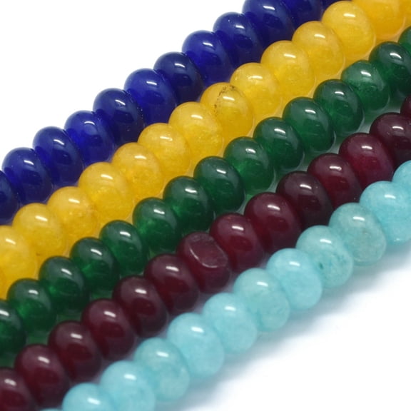 Natural White Jade Beads Strands Dyed Rondelle Mixed Color 8x5mm Hole: 1mm about 74pcs/strand 15.15 inch(38.5cm)