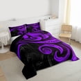 thumbnail image 3 of Manfei Abstract Swirl Stripes Bedding Comforter Set 2pcs for Teens,Geometric Lines Twin Comforter Sets Microfiber,Black Purple Breathable Bedding Set,Lightweight Room Decor,Reversible, 3 of 8