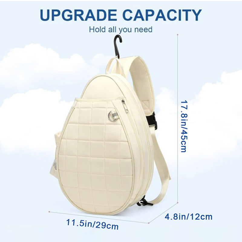 Tennis Bag, Quilted Tennis Backpack Holds 2 Rackets, Waterproof Crossbody Sling Pickleball Bags For Women, Men And Youth