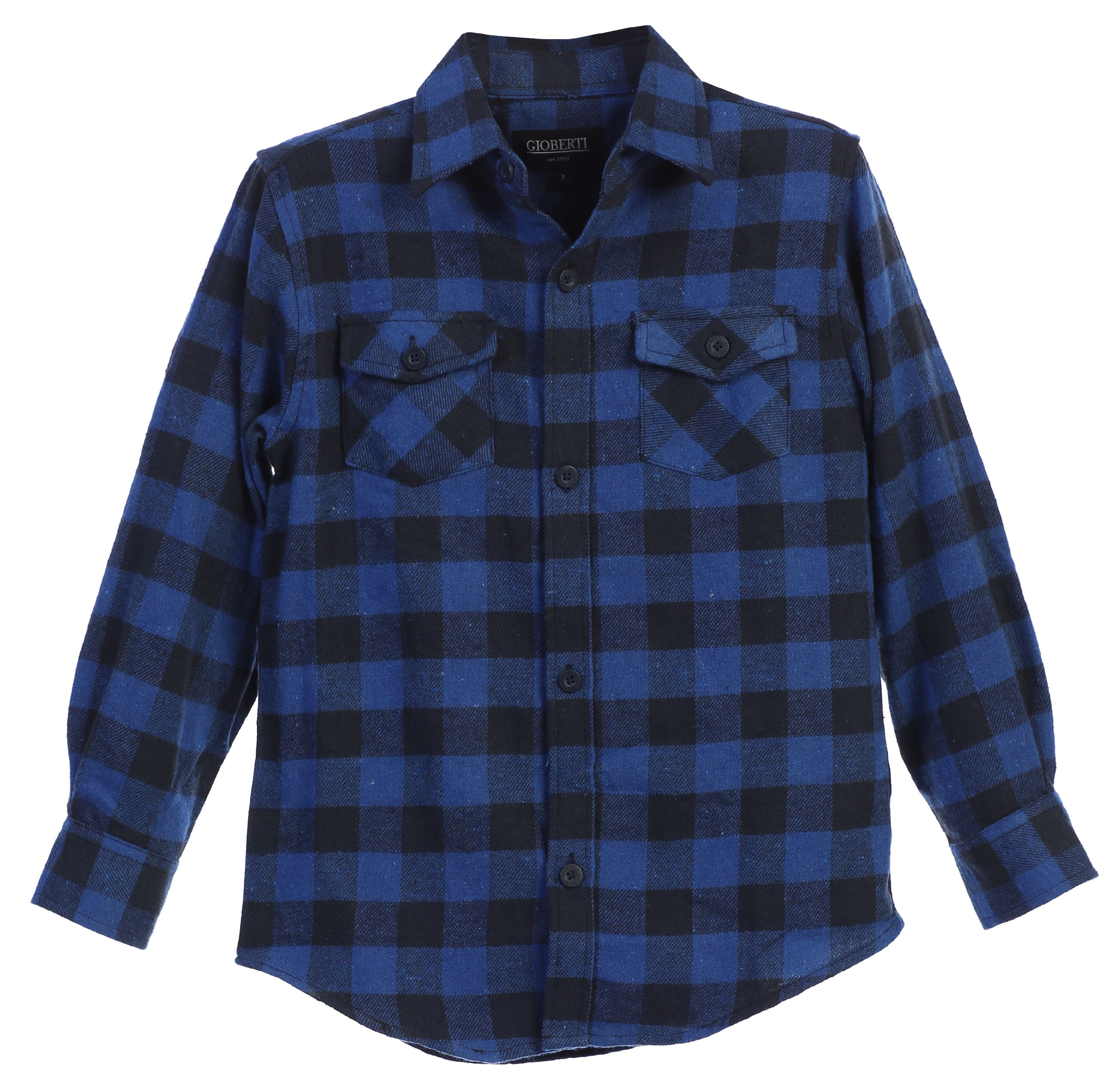 Gioberti Boys Long Sleeve Plaid Checked Flannel Shirt - Walmart.com