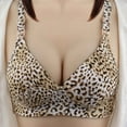 thumbnail image 2 of Lovskoo Womens Plus Bra Comfortable Bra Wireless Bra Full Figure Bra Push Up Bra Unlined Leopard Print Fashion Printing Comfortable Hollow Out No Rims Gold, 2 of 4