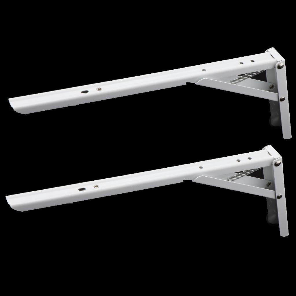 WLPZXP White Paint Foldable L Shape Wall Mount Shelf Bracket Hanging Holder Size 4