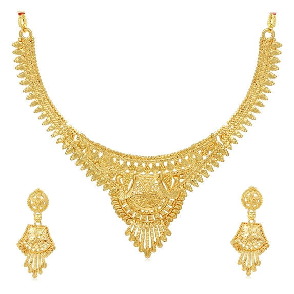 Sukkhi Exotic 24 Carat Gold Plated Choker Necklace Set for Women