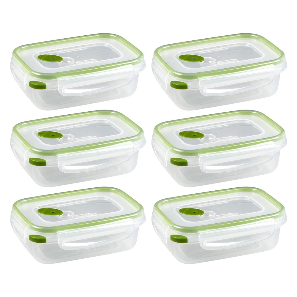 Sterilite 0311 Ultra Seal Food Storage Container Plastic 3.1 Cup Clear Green 6PK 