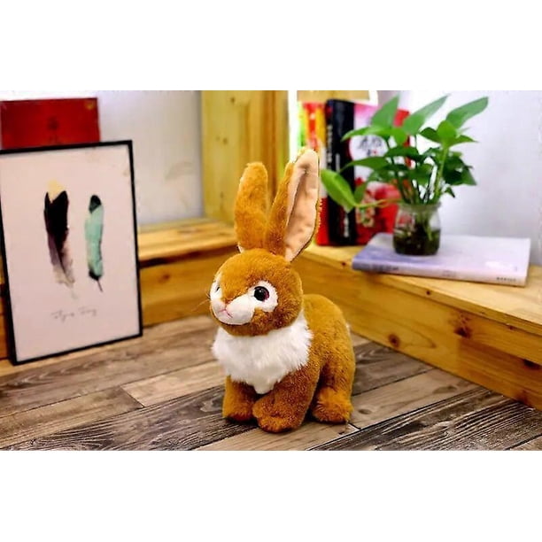 Kawaii 2023 nueva llegada Mini realista lindo conejo de peluche de piel de animal realista conejo de Pascua modelo de juguete de simulación regalo de cumpleaños, aproximadamente 30 cm, marrón, aprox