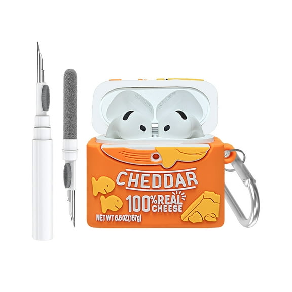 [1 Pack]Cute Protective Case for AirPods 4 (2024), 3D Cartoon Design Silicone Case Cute Accessory with Keychain/Cleaning Kit (Golden Fish)