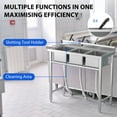 thumbnail image 5 of Stainless Steel Sink, 39x18x37inch, Three Bowl Compartment, Hot & Cold Hoses, Kitchen Utility Sink for Garage, Restaurant, Indoor Outdoor, 5 of 8