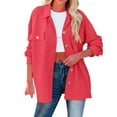 thumbnail image 3 of Vedolay Zip Up Jacket Womens Long Sleeve Cardigan Blouse Red,L, 3 of 5