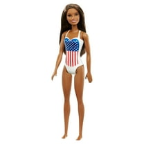 Barbie Beach Doll, Brunette Hair, with USA Flag Swimsuit