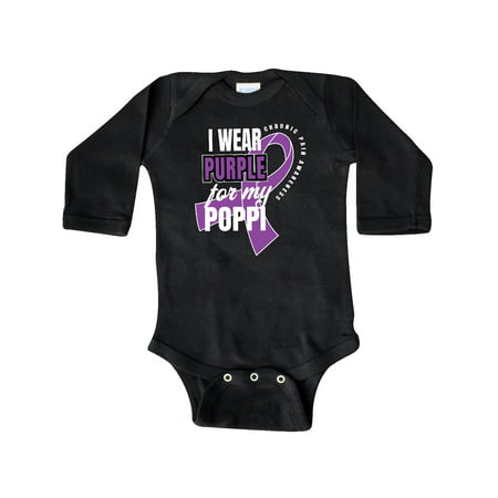 

Inktastic Chronic Pain I Wear Purple For My Poppi Gift Baby Boy or Baby Girl Long Sleeve Bodysuit