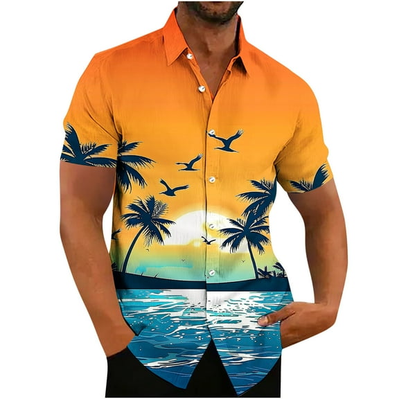 WAENQINLA Hawaiian Shirts for Men Loose Short Sleeve Button Down Shirt Mens Beach Shirts Summer Tropical Resort Casual Shirt