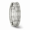 thumbnail image 4 of Solid Stainless Steel Men's Ridged 5.00mm Wedding Band Ring Size 10, 4 of 7