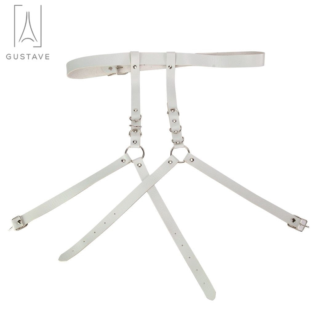 white leather garter belt 1PC White Punk Body Harness Leather Lingerie Bondage Sexy Underwear Harness  Corset Stockings Garters Sword Belt Suitable For Daily Use main image 1