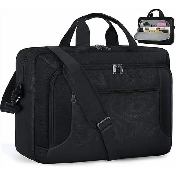 Laptop Bag 15.6 Inch Laptop Briefcase Computer Bag for Men Women Waterproof Business Office Work Large Laptop Case 15.6 Inch Adjustable Shoulder Messenger Bag Black