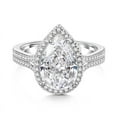 thumbnail image 4 of Bow Jewelry 14K White Gold Plated Wedding Teardrop Ring - Pear Cut 1.97 Ct Moissanite Ring - Wonderful Engagement Halo Ring - Wedding Bridesmaid Gift - Party Wear Moissanite Ring, 4 of 9