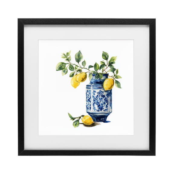 Stupell Industries Farmhouse Ornate Lemon Treasures Black Framed Print Under Glass, 13 x 13, by Svetlana Aleynikova
