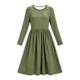 thumbnail image 3 of Bosfbaoi Dresses for Women Round Neck Long Sleeve Striped High Waist Flowy Midi Dress, 3 of 7